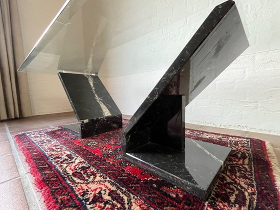 Image 1 of Design Icon: Cattelan Italia Coffee Table – Travertine & Crystal Glass