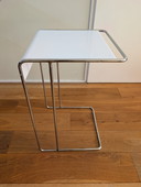 Vintage Modernist Side Table – Chrome & White – Uniquely Curved Design