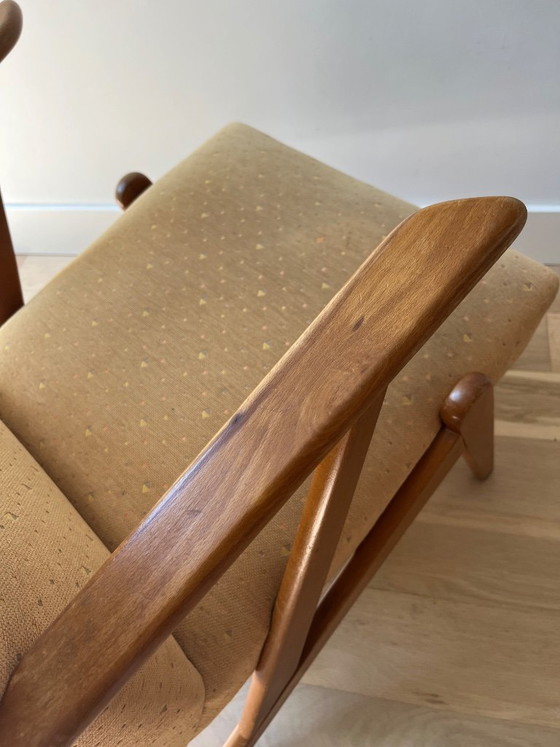 Image 1 of Set van 2 Vintage Pastoe Fauteuils - Gele Stof & Hout