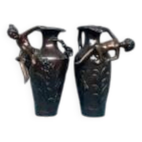 Een paar art nouveau vazen ​​van massief brons. – Bronze (photo 6 of 7)