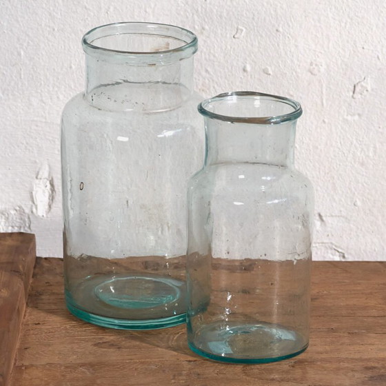 Blauwe antieke flessen (ca. 1920). Set van 2 stuks #18 – Glazen & Karaffen, Glass (photo 7 of 18)