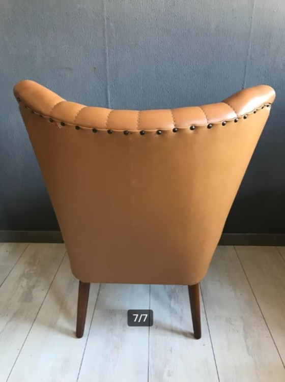 Image 1 of Vintage cocktail stoel leer, jaren '60