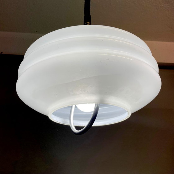 Hanglamp met uittrekbaar glazen frame in mid-century stijl voor de eetkamer, jaren 70. – Leeslamp, Glass (photo 5 of 10)