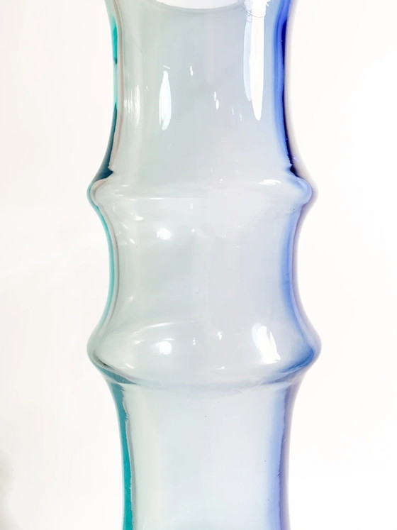 1980s Murano Glass Vase by Nason, Light Blue and Blue Bamboo – Postmodern (photo 6 of 11)