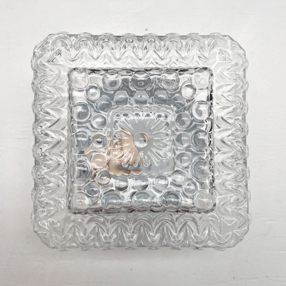 Image 1 of Set of 3 ice glass ceiling lamps, 1970s