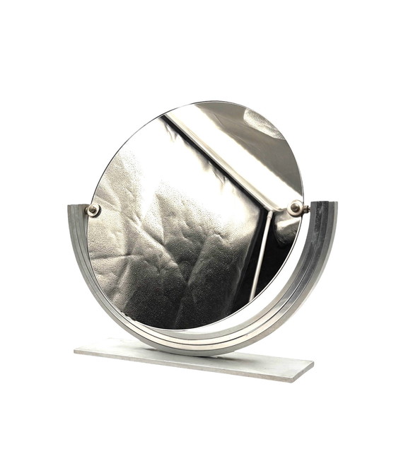 Image 1 of Mid-Century Nickel-Plated Brass Table Mirror / Vanity, Gaetano Missaglia Italy 1960s