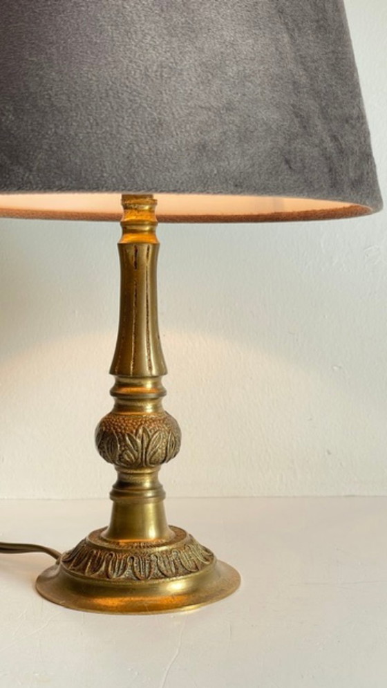 Lampada da Tavolo VINTAGE in Ottone Massiccio e Velluto – Lampade da tavolo (photo 7 of 16)