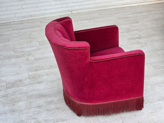 Años 60, Sillón Relax danés, Terciopelo de Mueble Rojo, Patas de Madera de Fresno. – Sillones, Velvet, Wood (photo 17 of 25)