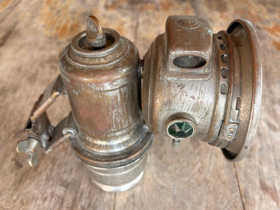 Image 1 of Antiguo Farol de Carburo Joseph Lucas Nº 133 "Calcia Club"-Tamaño Grande / Motocicleta (1910-1914, Eduardiano) - 100% original