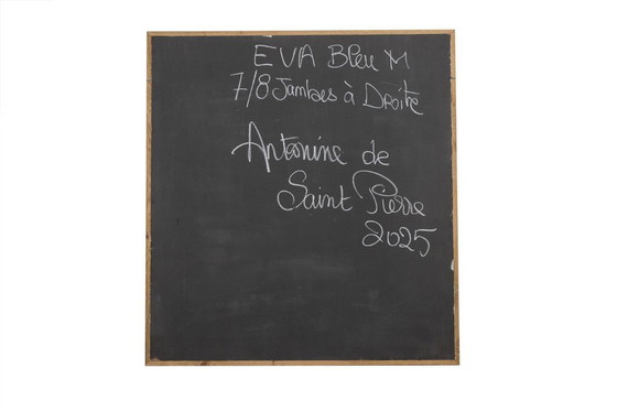 Image 1 of Antonine de Saint Pierre, blau lackiertes Metallschild. Zeitgenössisch.