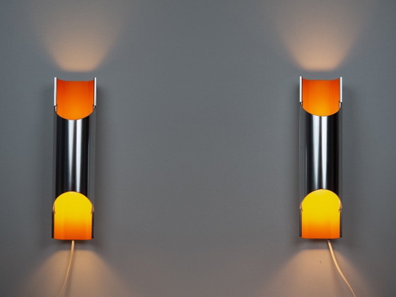 Image 1 of Paire d'appliques murales vintage danoises Pandean par Bent Karlby, Lyfa, années 1960