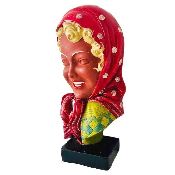 Image 1 of Vintage Rockabilly ceramic woman figure wall mask retro Brabancon by Tich Vanden Balck 1950s