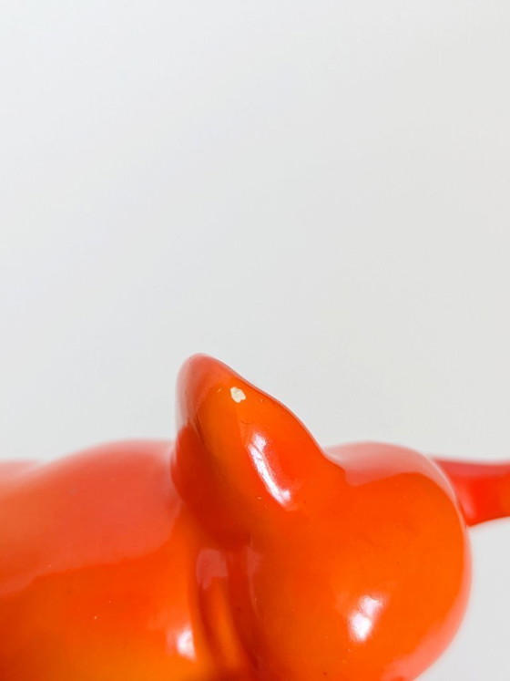 Image 1 of Goebel West Germany Elephant Pair Tangerine Orange Porcelain 1970s MCM Figurines