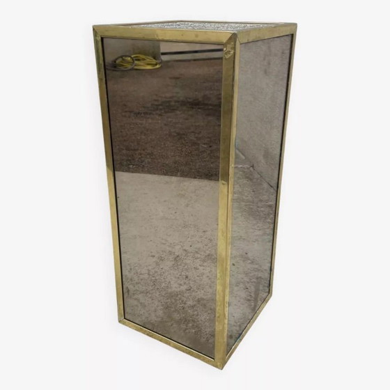 Image 1 of Pedestal/corner column in wood with chrome-plated, multi-faceted mirror finish