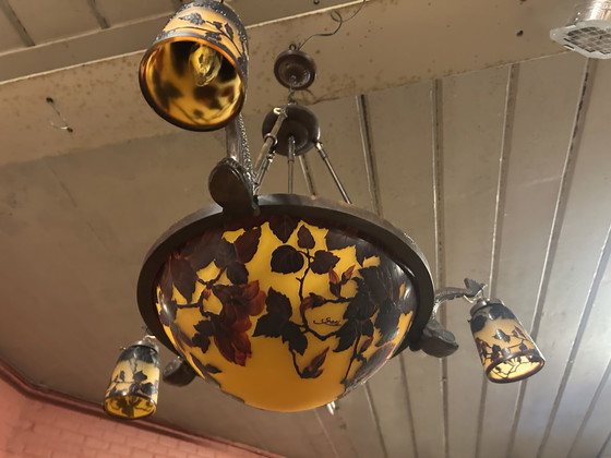 Image 1 of Lustre Émile Gallé en verre camée (gravé) Circa 1920