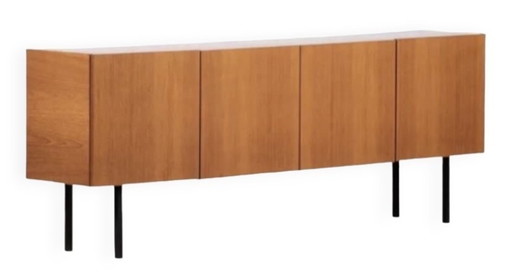 Enfilade scandinave vintage en teck avec pieds métalliques 