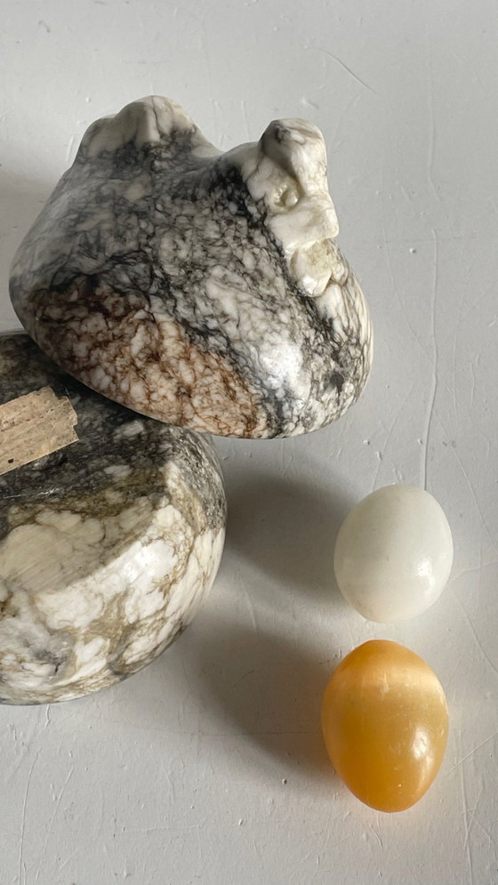 Image 1 of Vintage Marble Hen with Eggs Sculpture