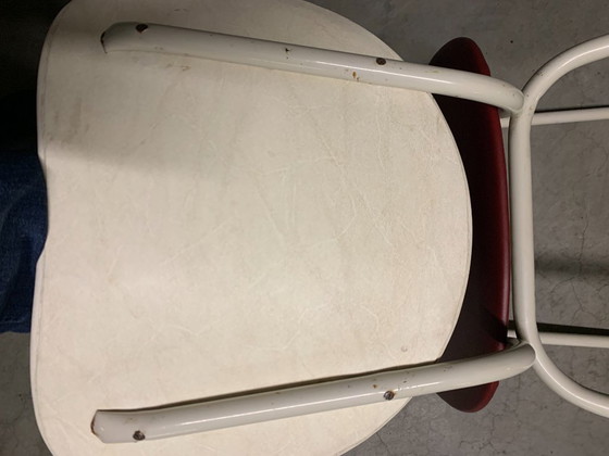 Vintage Dining chair red/white with tubular frame – Skai, Metal (photo 6 of 9)