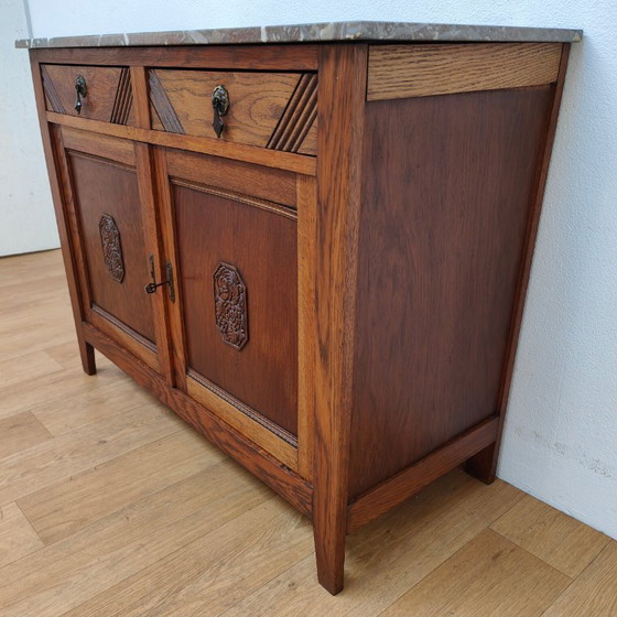 Image 1 of Credenza, cassettiera, comò e mobile da bagno vintage e antichi con piano in marmo.