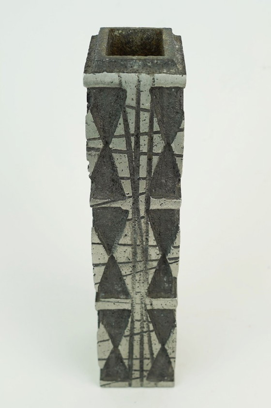 Image 1 of rare brutalist mid century VASE made of cast aluminum casper studioguss 1970s