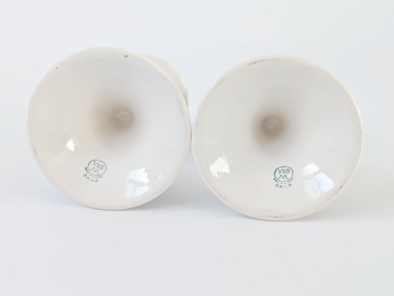 Image 1 of Set of 2 Antique Villeroy & Boch Burgenland Candleholders | Blue Saar Transferware (1913–1947)