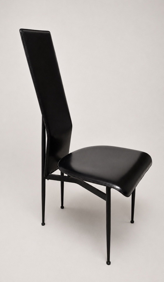 Set of 6 FASEM S44 CHAIRS BY VEGNI — ITALY, 1980s – Dining chairs, Leather (photo 11 of 14)