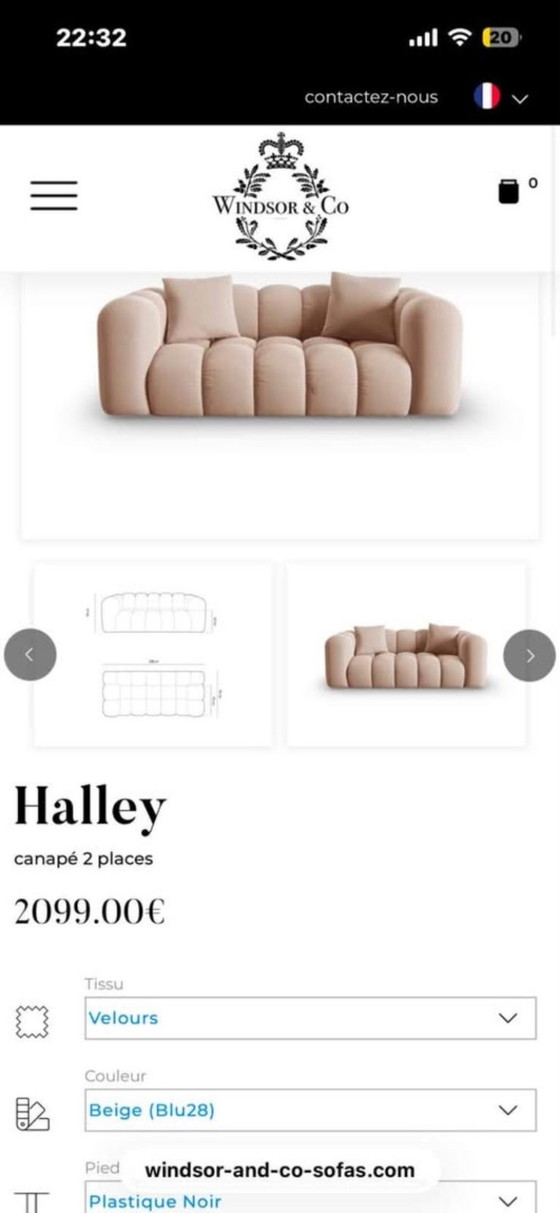 Windsor & Co Taupe/Beige Velvet Sofa – Windsor and Co, 3-5 seaters (photo 8 of 11)