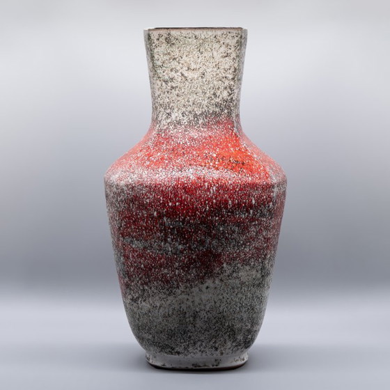 Image 1 of Karlsruher Majolika Monumental Abstract Ceramic Floor Vase by Fridegard Glatzle W. Germany