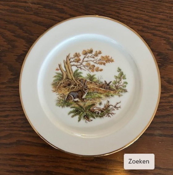 Image 1 of 6 assiettes à thème de chasse Crown Staffordshire