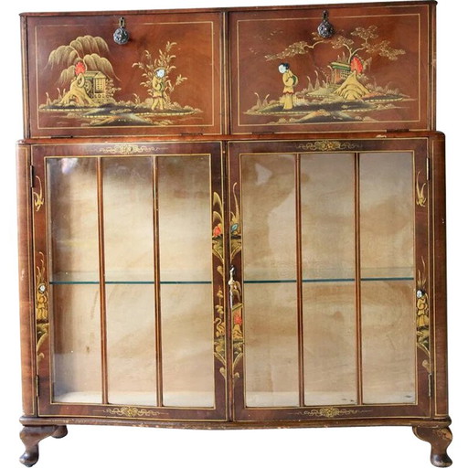 Meuble de bar vintage à décor chinois, 1950-1960