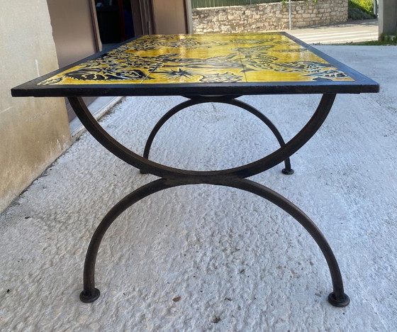 Image 1 of Jean Lurçat a Saint-Vincent, tavolino da caffè in ferro battuto, 1950