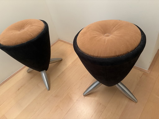 Twee Leolux Tam Tam Bongo Stoelen, Alcantara Bi-Color