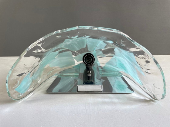 Image 1 of Applique murale en verre de Murano La Murrina des années 1980 avec incrustations d'aigue-marine. Mod. 691 Large.