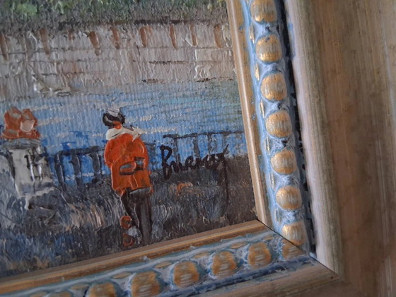 Image 1 of CAROLINE C. BURNETT | Figure/Torre Eiffel/Parigi | Dipinto originale ad olio su cartone