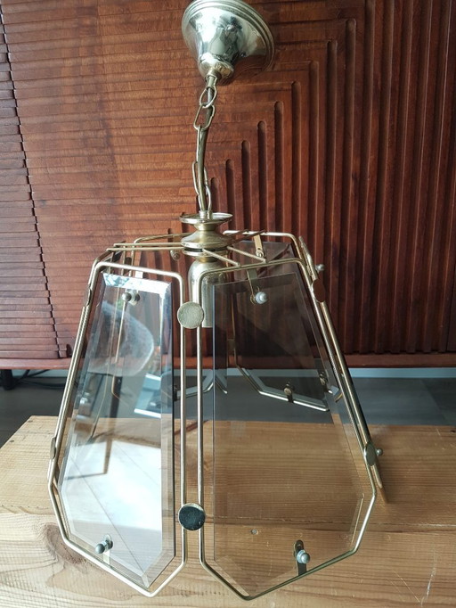 Pendentif français 1970 - Hollywood Regency, verre fumé facetté