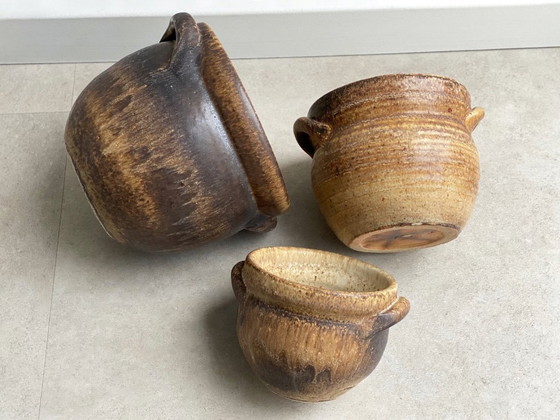3x Vintage Rustic Ceramic Flower Pots / Planters – Plant pot (photo 4 of 5)