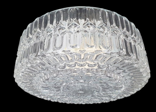 2244 massive glass ceiling lamp with relief glass