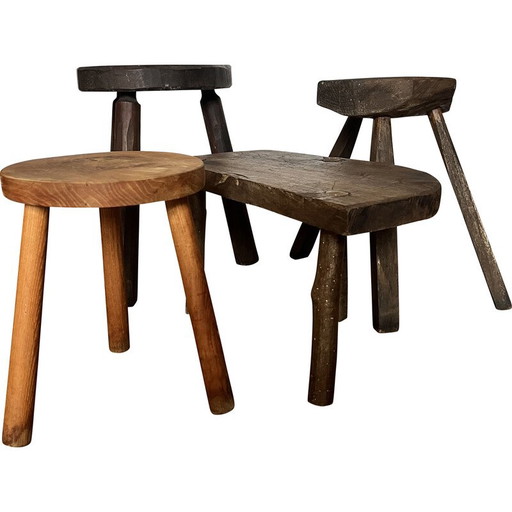Satz von 4 vintage Holzhockern