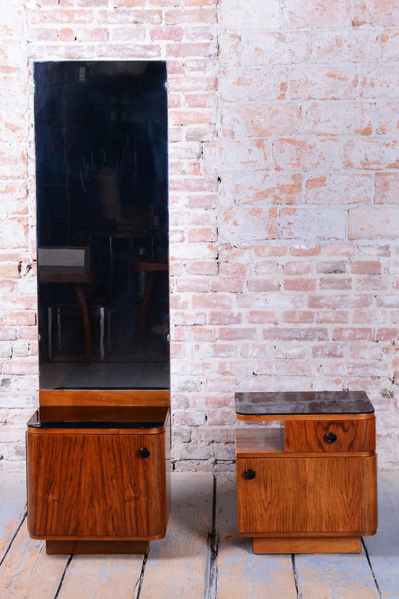 Restored Art Deco Dressing Mirror, by J. Halabala for UP Zavody, Czech, 1940s, Dressing tables, Glass, Wood (photo 4 of 18)