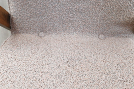 Image 1 of Fauteuil moderne rustique Chêne bois poudré rose bouclé 