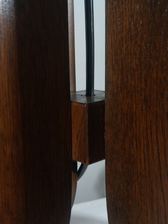 Image 1 of Rare vintage pair of wooden Temde table lamps