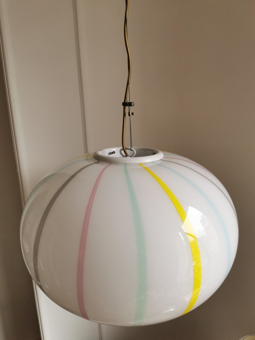 Large Candy Stripes Murano Vintage pendant light 