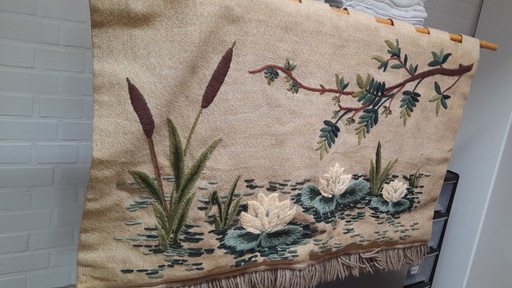 Broderie au point de croix, tenture murale des années 1950, la grande tendance de demain