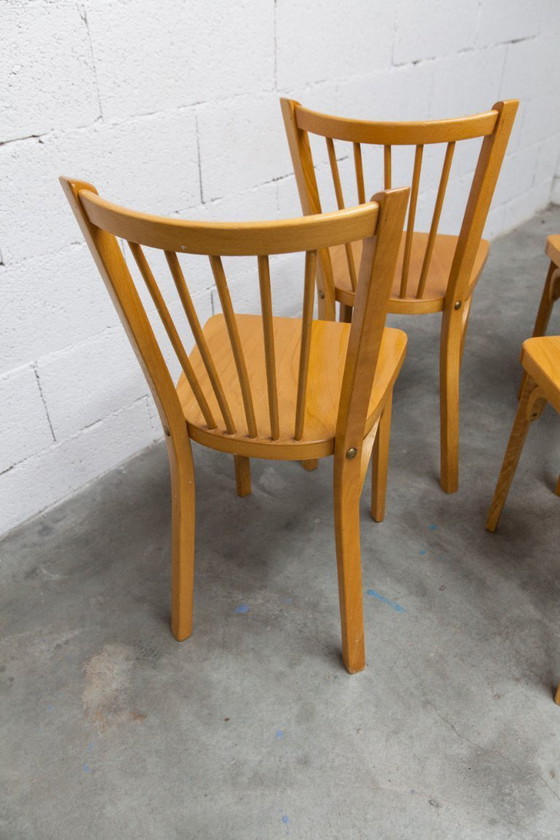 Image 1 of Juego de 4 sillas de bistró Baumann, modelo 153, estampado 1981