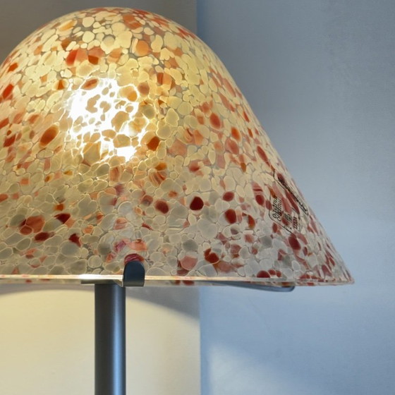 Pair of Mushroom Lamps AV Mazzega Murano 1970s Vintage Spotted Red Lampshade – Table lamps, Murano Glass (photo 10 of 11)