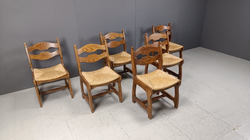 Vintage oak and wicker dining chairs, 1960s – eetkamerstoelen, Wood, Mid Century Modern (photo 2 of 10)