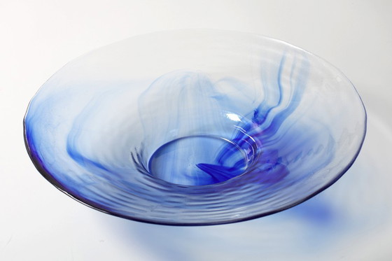Image 1 of Vintage Blue Swirl Glass Fruit Bowl / Bormioli Rocco / Italy / 1990s