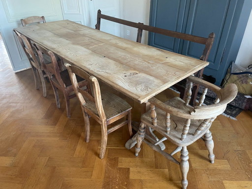 Eettafel Leeftafel Schragentafel Frans 245 cm.