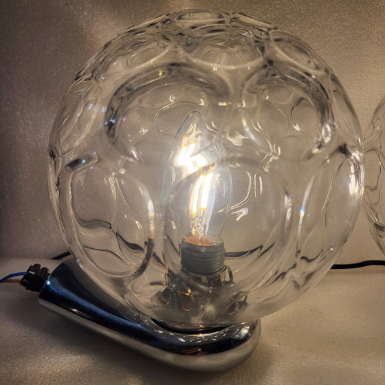 Image 1 of 2 applique da parete in stile space age, con struttura a bolla e acciaio cromato, risalenti agli anni '60 e '70.