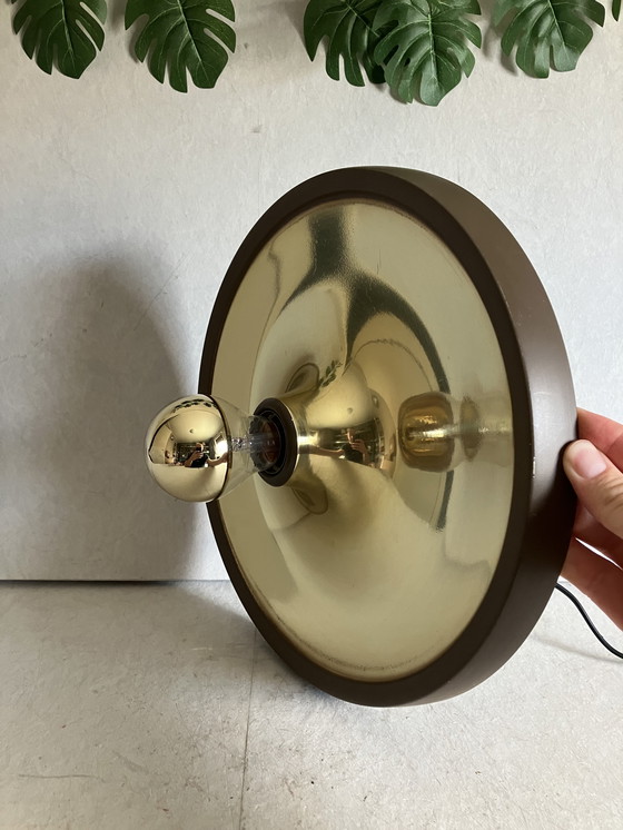 Image 1 of Vintage space age disc saucer wall lamp 1960s